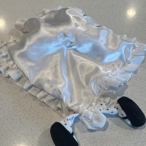 2010 Baby Starters White Polka Dot Bunny Rabbit Security Blanket Lovey Rattle - Picture 5 of 9